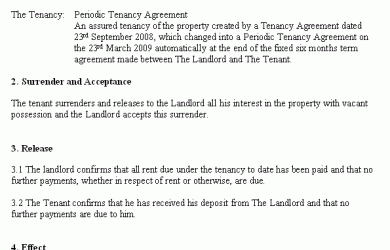 end of lease letter surrender of tenancy format