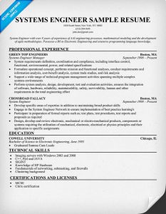 engineering resume template systems engineer sample resume