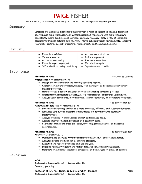entry level business analyst resume