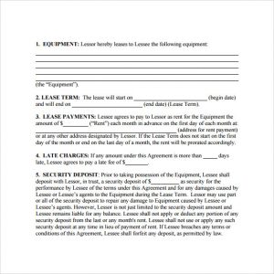 equipment rental agreement basic equipment lease agreement