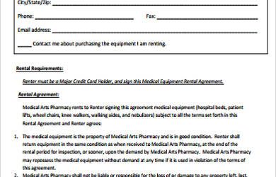 equipment rental agreement medical equipment rental agreement example