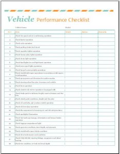 estimate template word vehicle performance checklist template