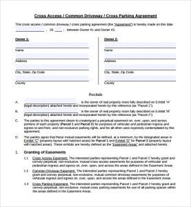 event contract template cross parking agreement template