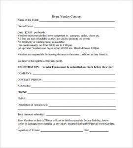event contract template event vendor contract