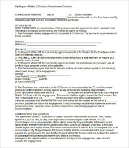 event contract template resident dj contract sample