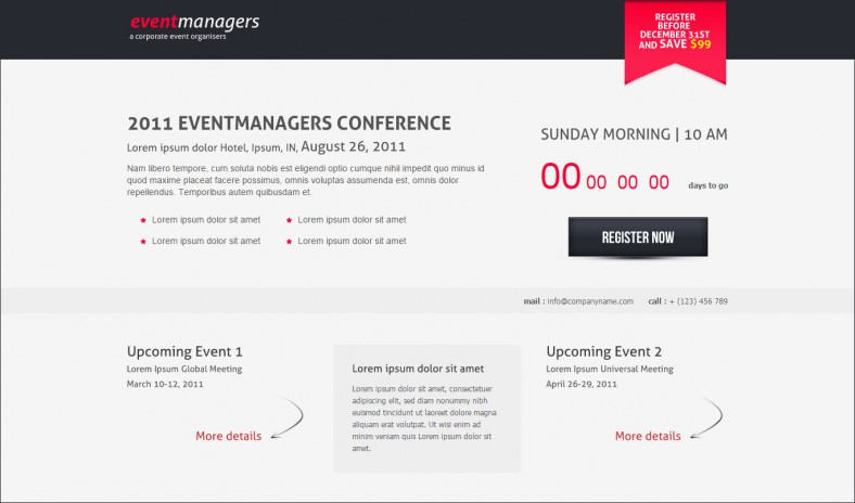 event landing page