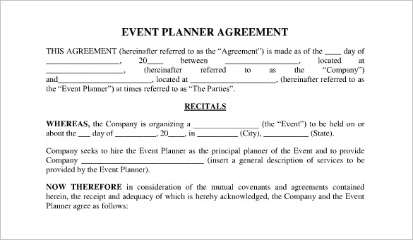 event planner contract