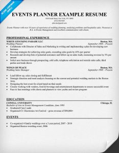 event planner resume events planner example resume
