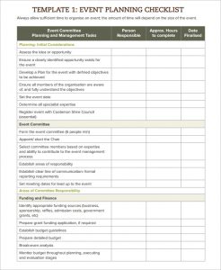 event planning template template event planning checklist