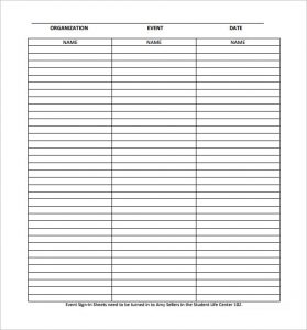 event sign in sheet event sign in sheet free