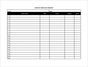 event sign in sheet free printable event sign in sheet