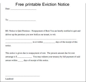 eviction letter template free printable eviction notice template