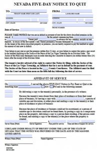 eviction notice pdf nevada five day notice to quit x