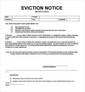 eviction notice template eviction notice template