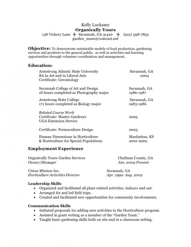 example college resume