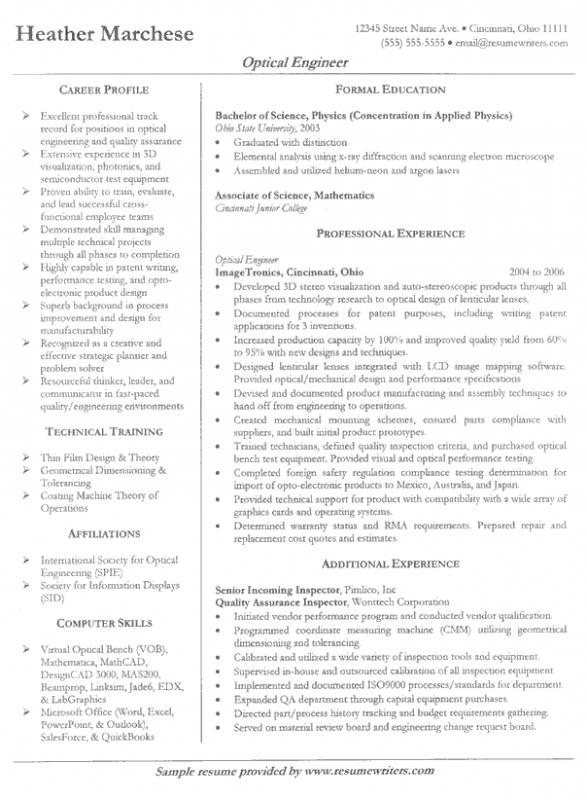 example engineering resume