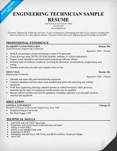 example engineering resume engineering technician sample resume