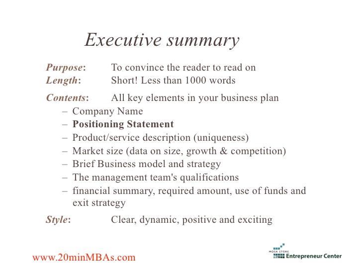 example executive summary