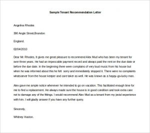 example letters of recommendation free sample tenant recommendation letter word format