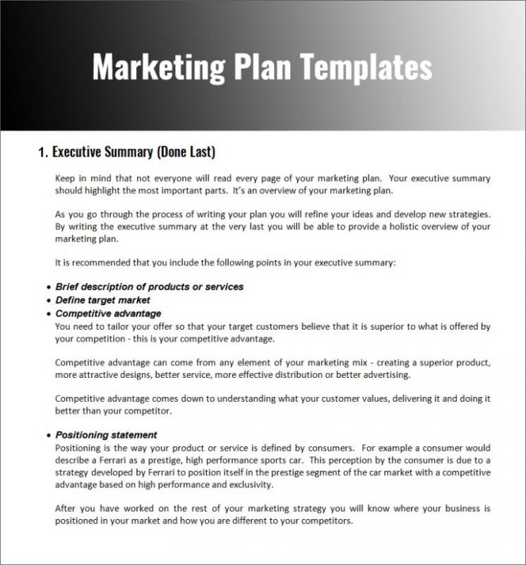 Example Of A Marketing Plan | Template Business