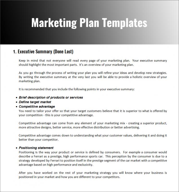 example of a marketing plan