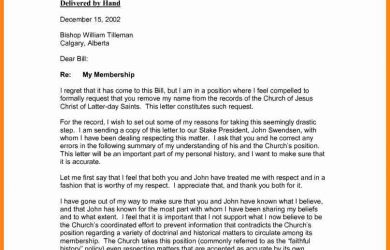 example of a recommendation letter church membership resignation letter