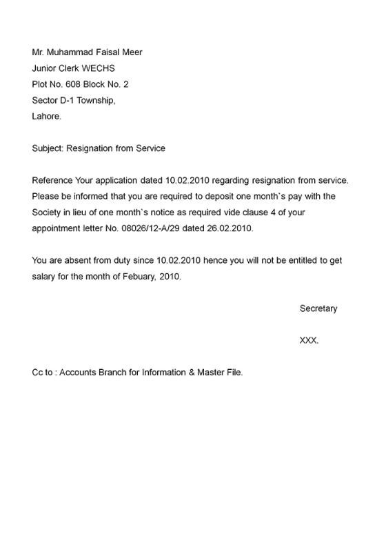 example resignation letter