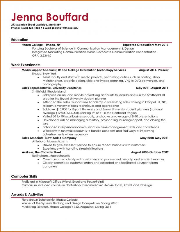 example student resume