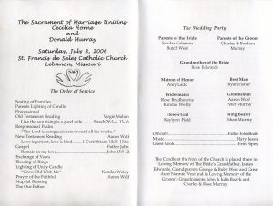 example wedding programs wedding program inside