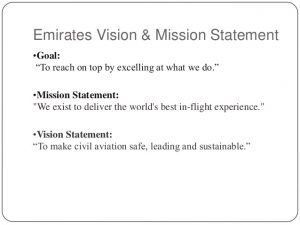 examples of a mission statement customer care of emirate airline