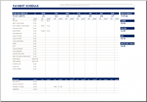 excel chore chart chroe payment schedule
