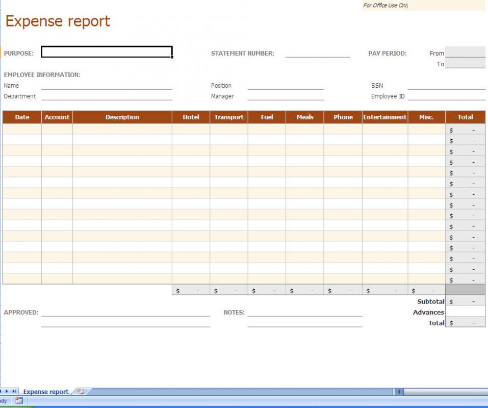 excel expense report