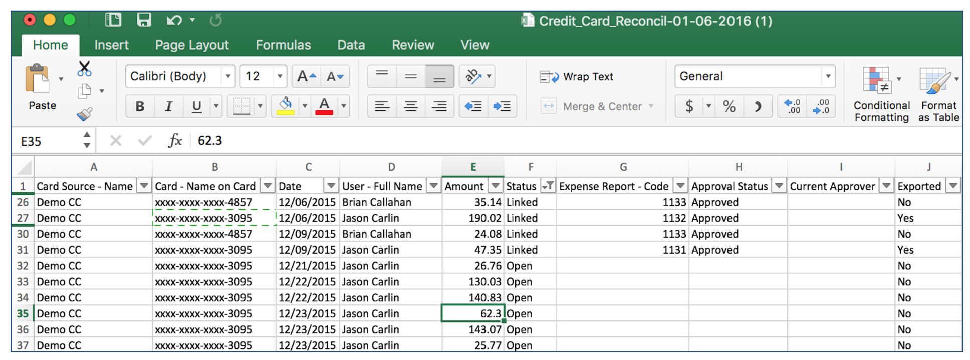 excel expenses report