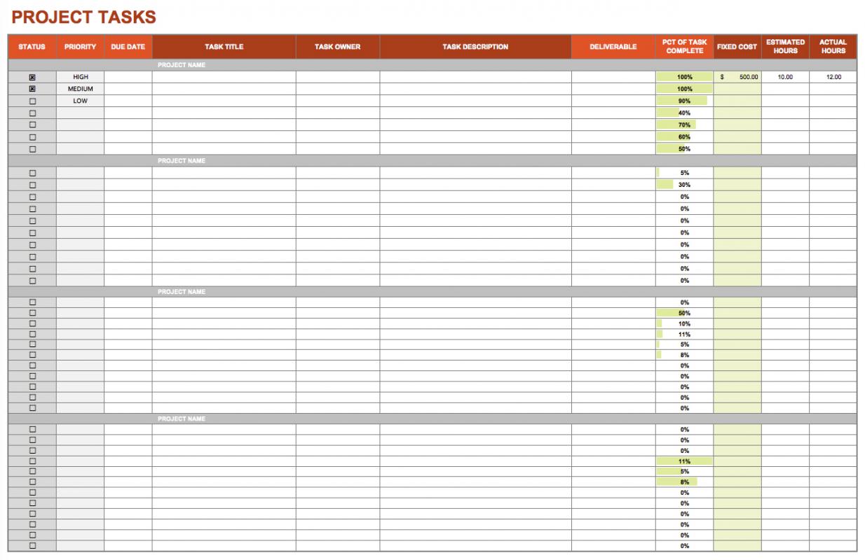 excel task tracker template