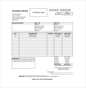 excel work order template shop work order template excel format free download