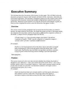 executive summary sample executive summary template
