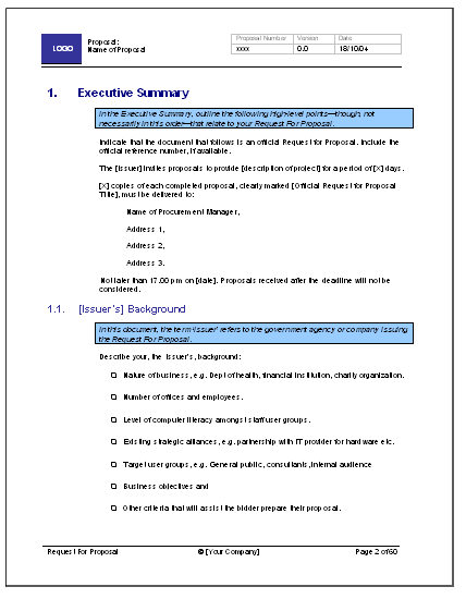 executive summary template for proposal