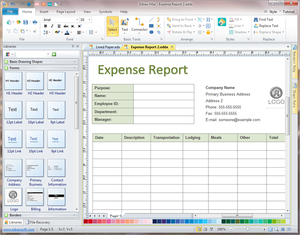expense report templates excel