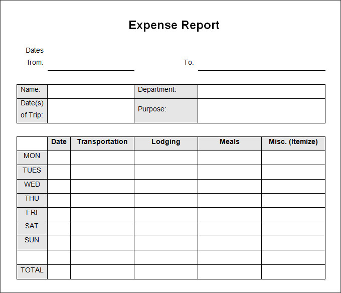 expense report templates