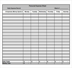 expense sheets templates personal expense sheet template