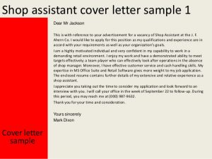 experience letter sample shop assistant cover letter