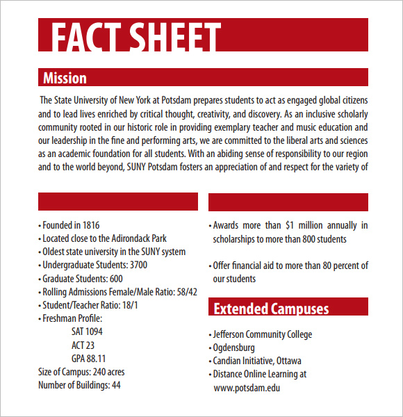 fact sheet template