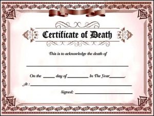 fake death certificate fake death certificate template for free
