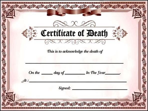 fake death certificate
