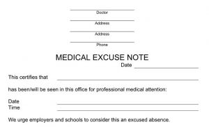 fake doctors excuse excuse note example