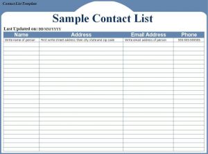 family tree template excel contact list template