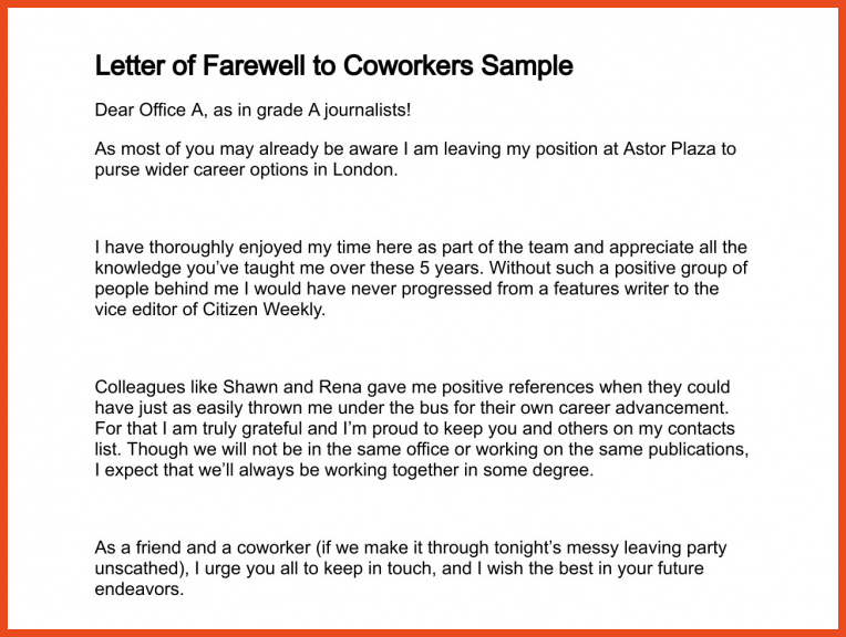 farewell email to coworkers