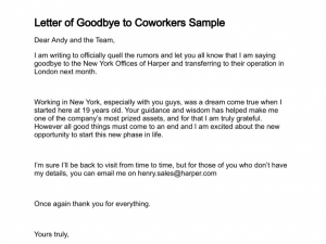 farewell email to coworkers letter of goodbye to coworkers sample