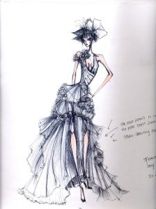 fashion designer sketches the sin of flowers