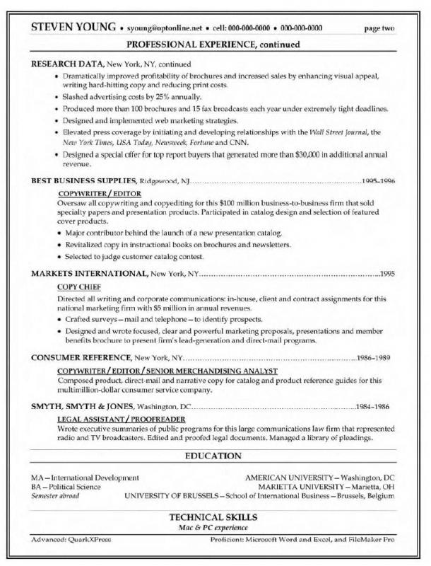 federal resume format